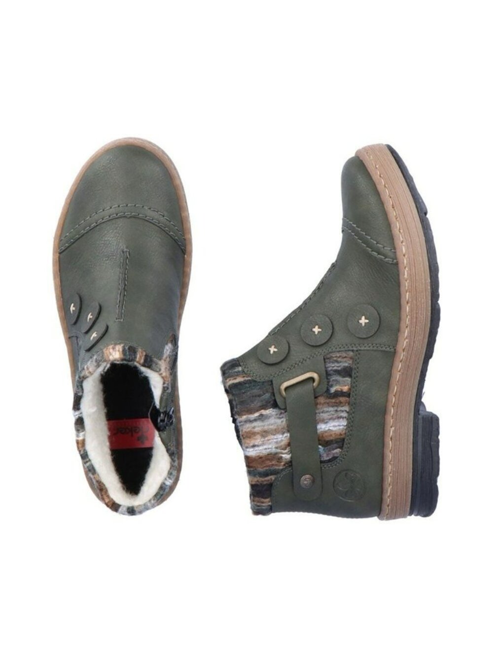 Rieker Women's Felicitas 59 Sherpa Lined Ankle Booties Size 41 Olive Green - Picture 1 of 15